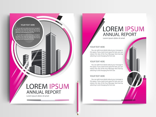 Business brochure template with pink circle shapes Vector ...