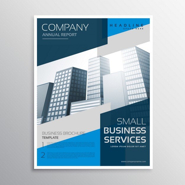 Business brochure with blue geometric\
shapes