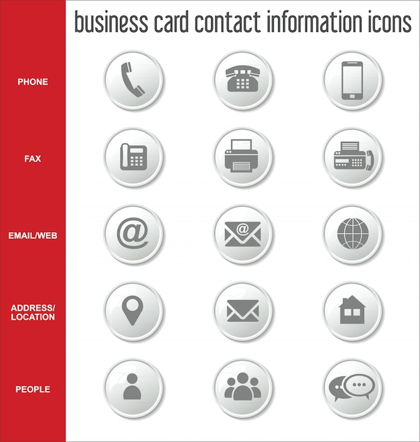 Business card contact information icons Vector | Premium ...