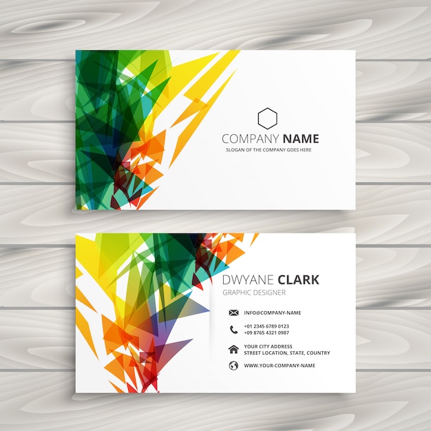 Business card design with abstract colorful\
shapes