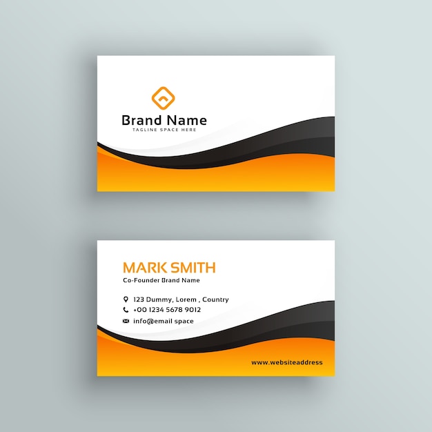 Business card in yellow and black wavy\
style