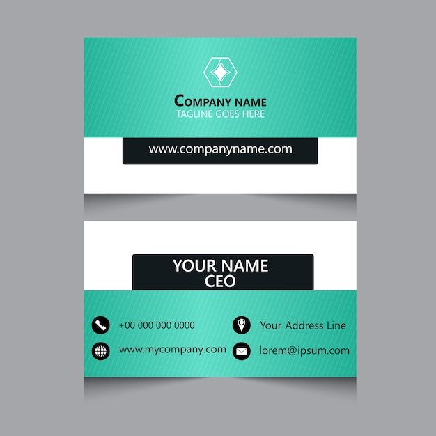 Download Premium Vector Business Card Mockup With Green Color PSD Mockup Templates