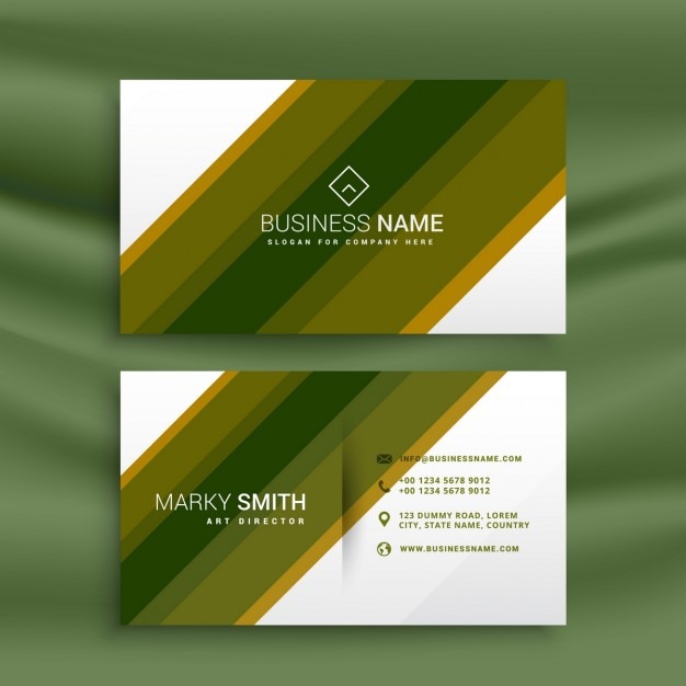Business card of green stripes