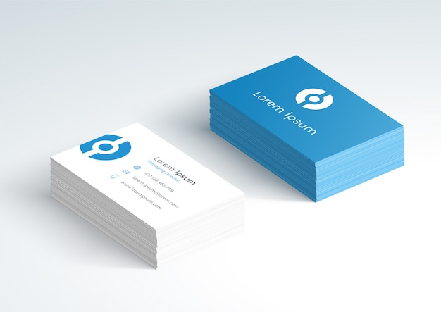 Download Business card stack front and back 3d mockup | Premium Vector