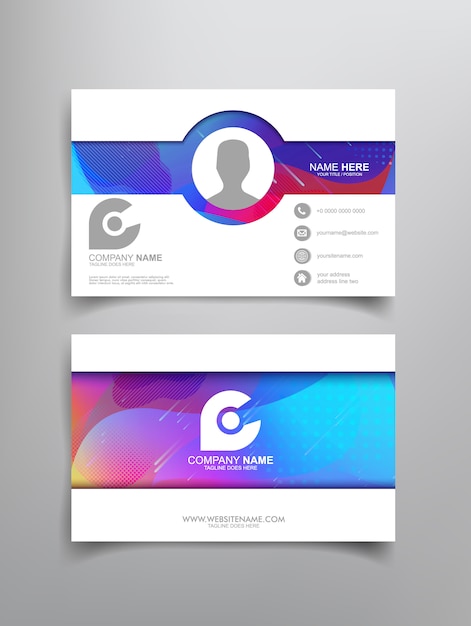 Business card template design with abstract framing Premium Vector