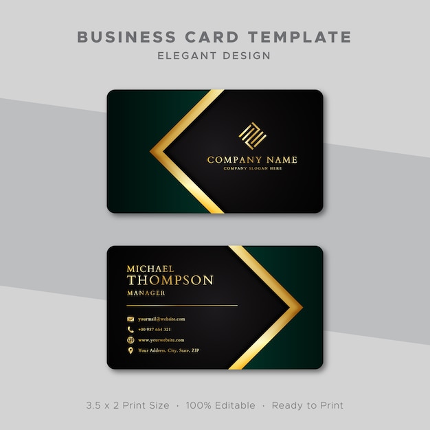 Download Free Business Card Template Green And Gold Design Premium Vector Use our free logo maker to create a logo and build your brand. Put your logo on business cards, promotional products, or your website for brand visibility.