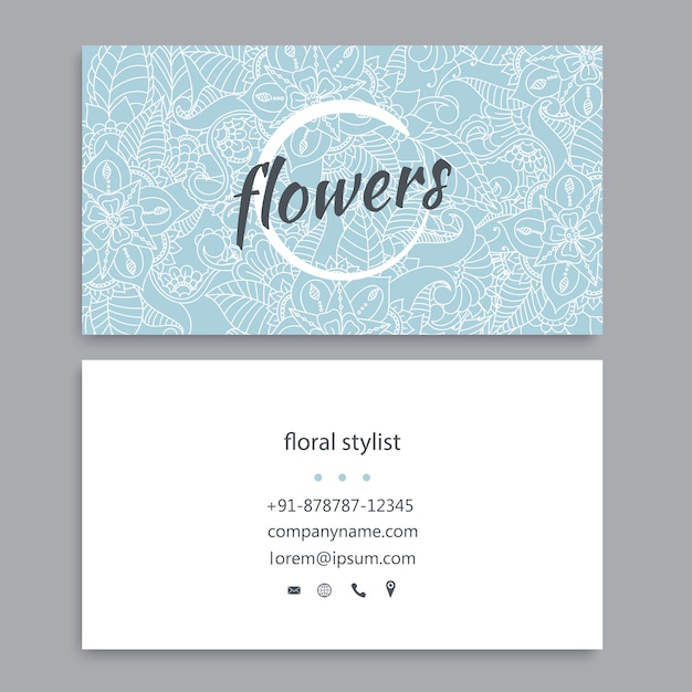 Premium Vector | Business card template set with watercolor flowers