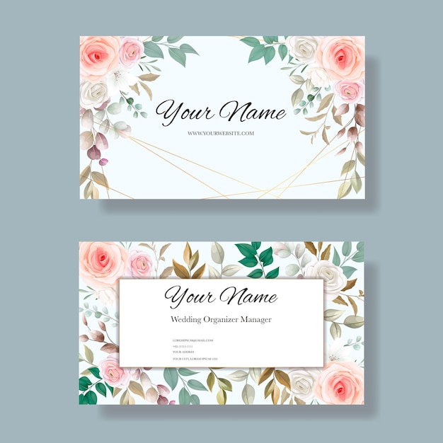 Premium Vector | Business card template with beautiful floral