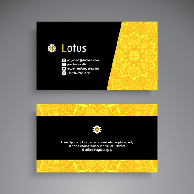 Business Card. Vintage decorative elements.\
Ornamental floral business cards or invitation with mandala