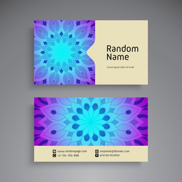 Business Card. Vintage decorative elements.\
Ornamental floral business cards or invitation with mandala