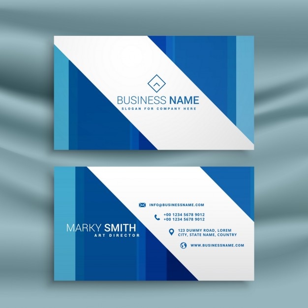 Business card, white and blue