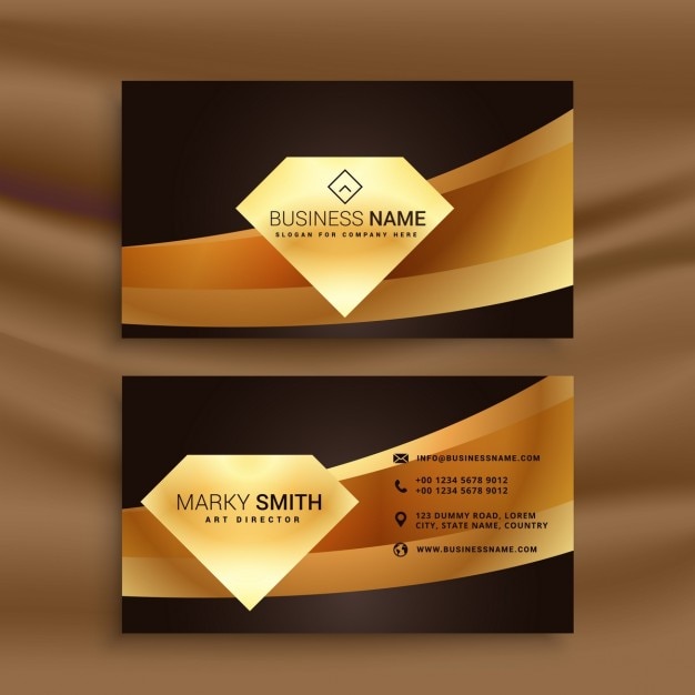 Business card with a golden diamond