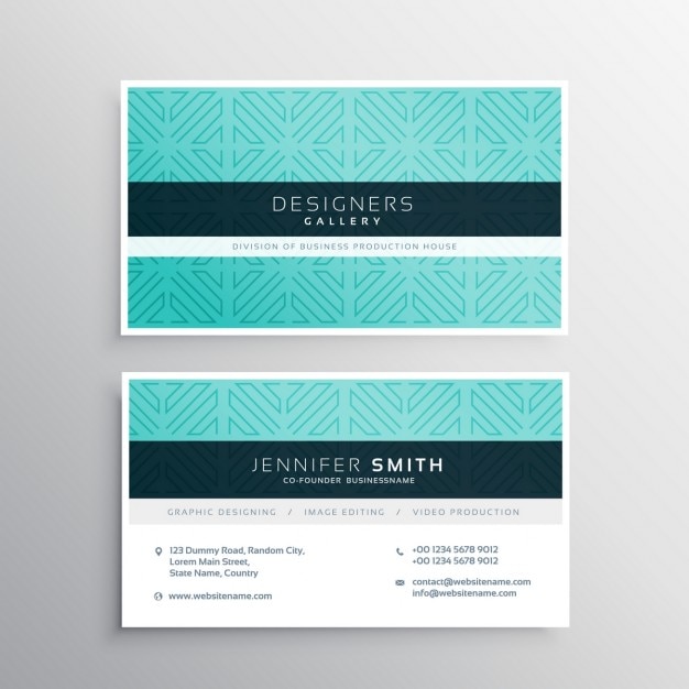 Business card with a light blue pattern