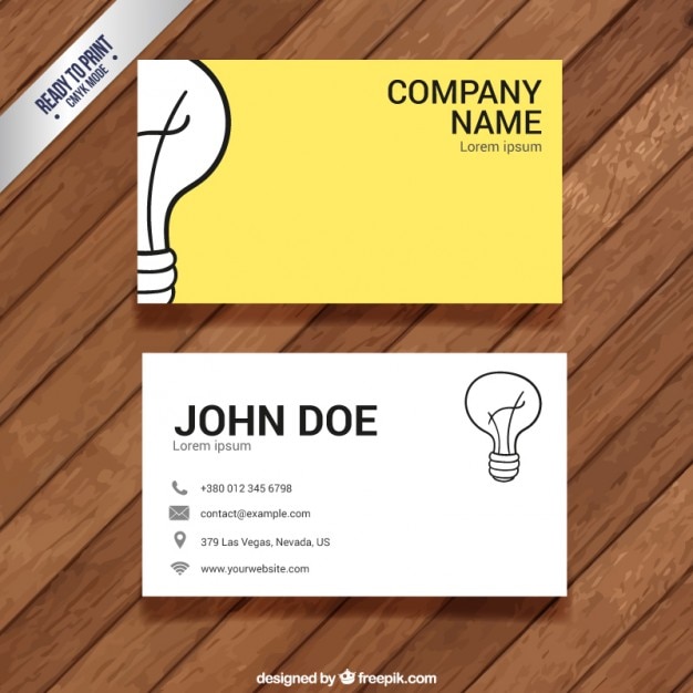 Business card with a light bulb Vector Premium Download