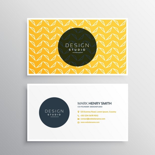 Business card with a yellow pattern