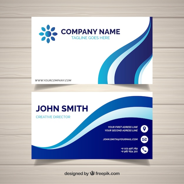 Download Business card with abstract waves Vector | Free Download