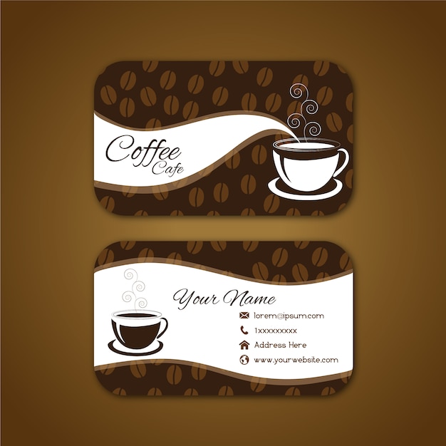 Business card with coffee design Free Vector