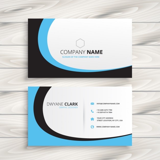 Business card with curve blue and black