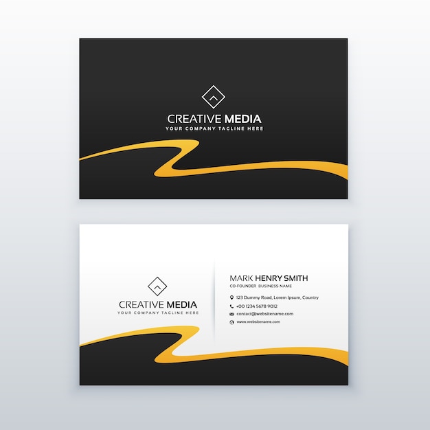 Business card with golden wave