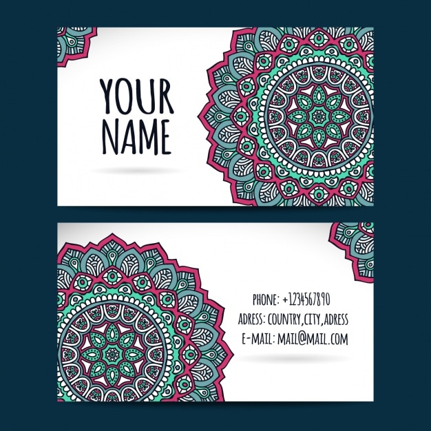 Business card with mandala designs
