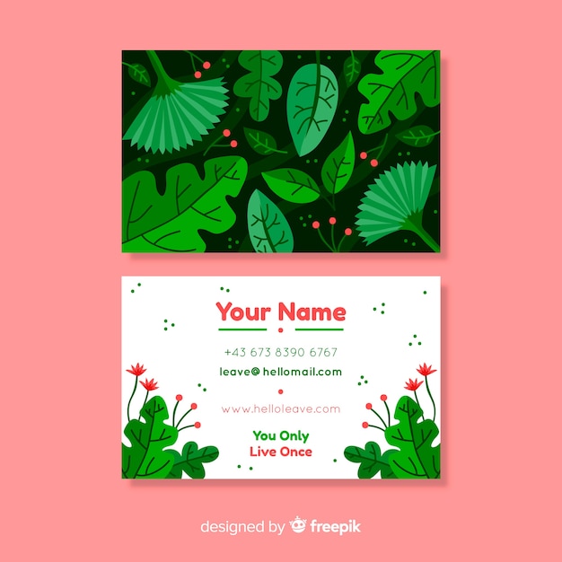 Business card with nature design | Free Vector