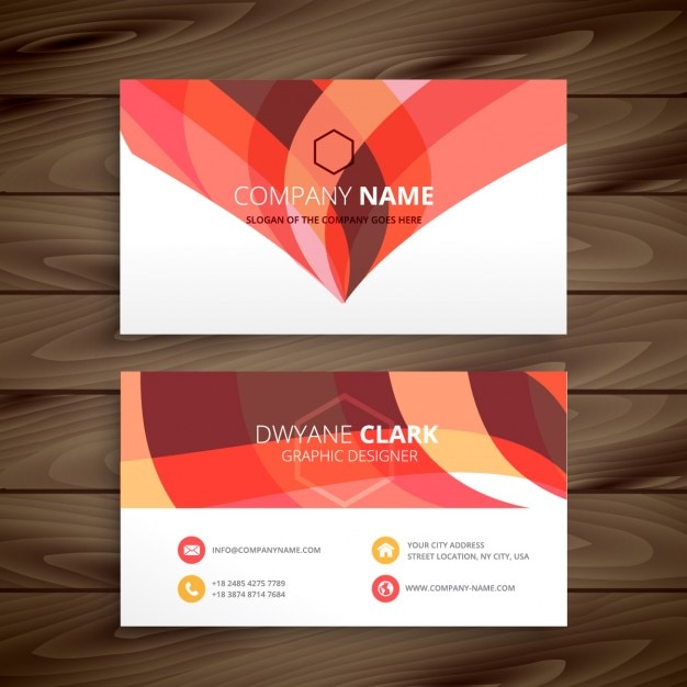 Business card with orange shapes