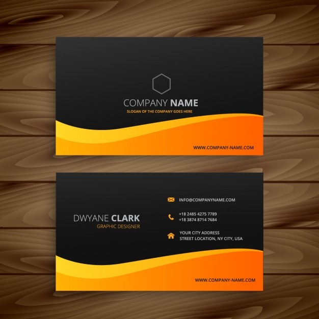 Business card with orange wave