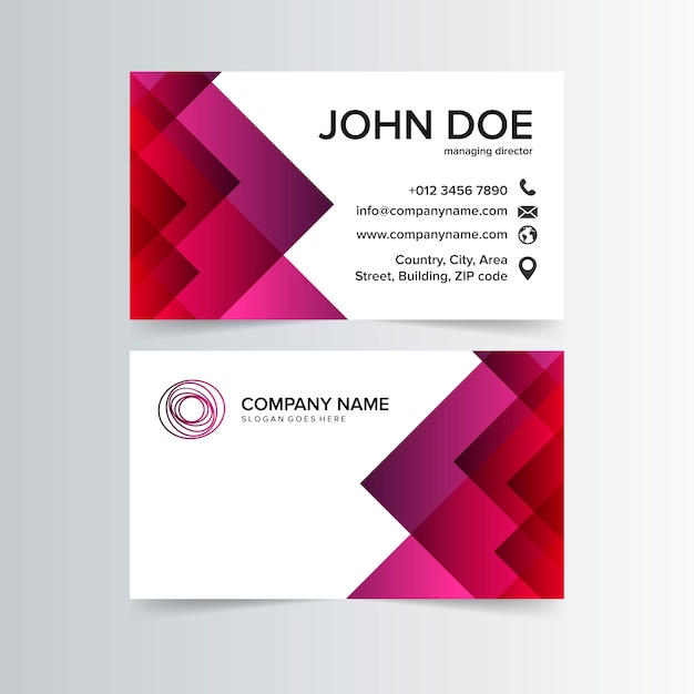 Premium Vector | Business card with red geometric shapes