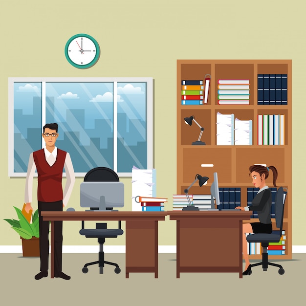 Premium Vector | Business character in office scenario