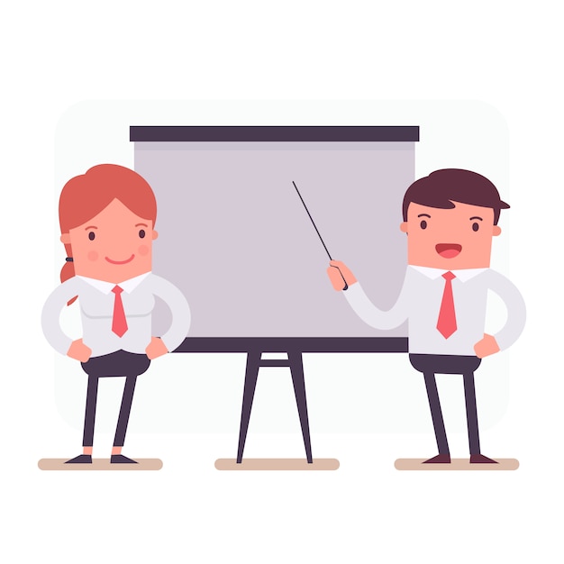 Business characters in a presentation