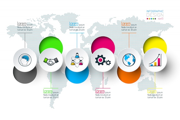 ビジネスサークルラベル形状インフォグラフィックグループバー プレミアムベクター