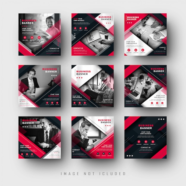 Premium Vector Business Company Social Media Instagram Feed Post Banner Red Black Template