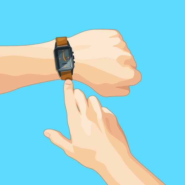 機械式ハンドウォッチのビジネスコンセプト画像 イラスト分離 タイムレコーダーと手首の時計 プレミアムベクター