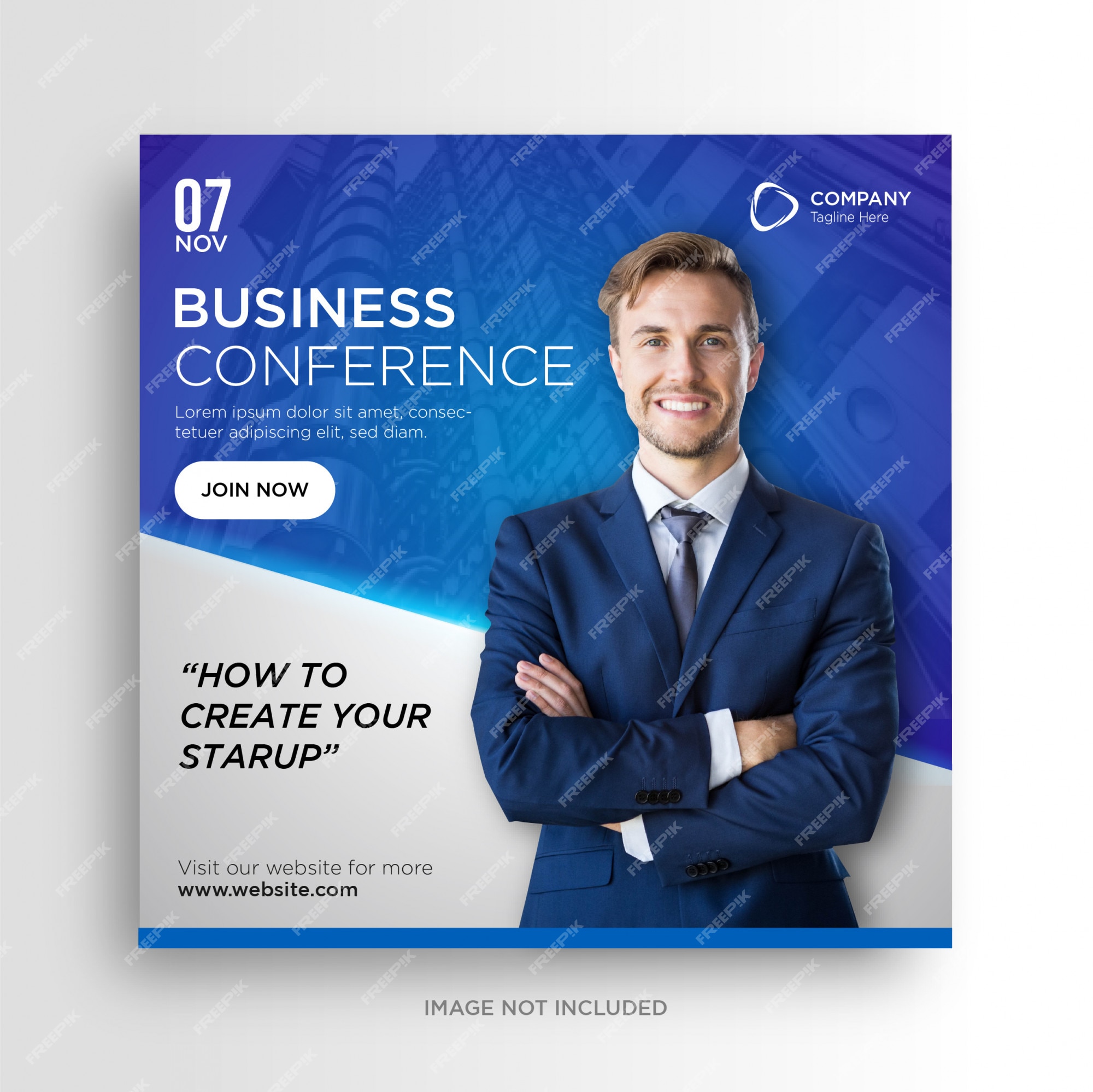 Premium Vector | Business conference social media banner square flyer