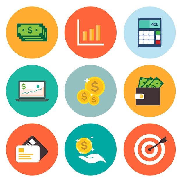 Business financial icons collection Vector | Premium Download