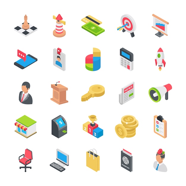 Business flat icons | Premium Vector