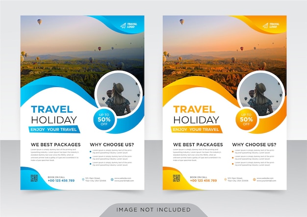 Premium Vector | Business flyer and cover page template for travel agency