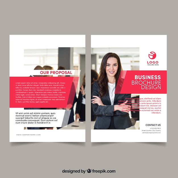 Business flyer template with
businesswoman