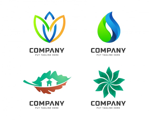 Premium Vector | Business green nature, spa logo template set