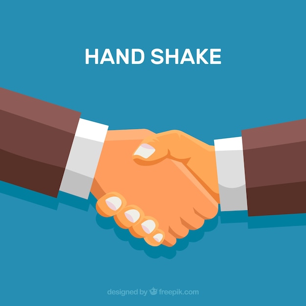 Business handshake background in flat
style