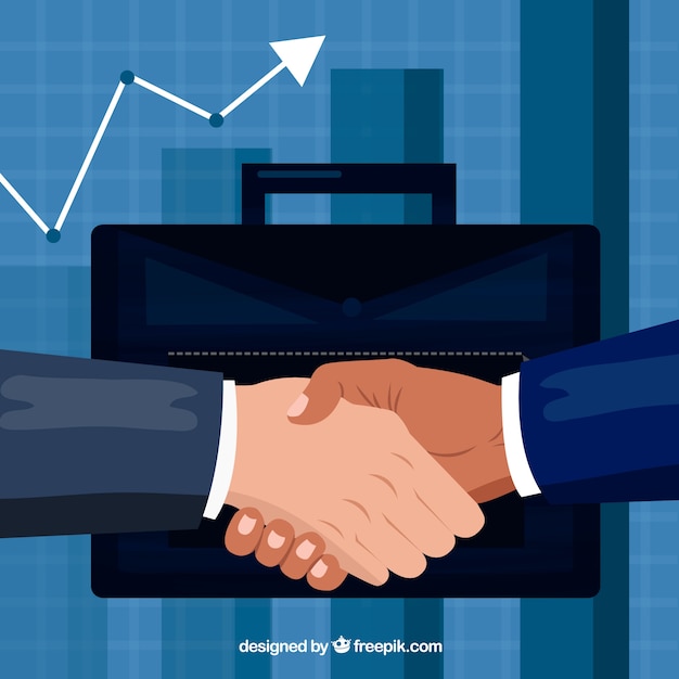 Business handshake background in flat
style