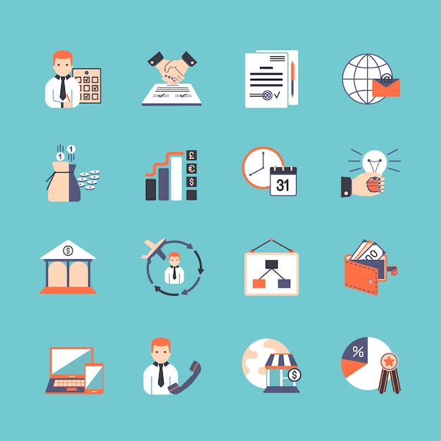 Download Business icon set | Free Vector