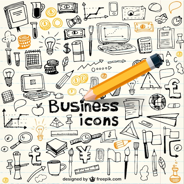 Business icons in doodle style