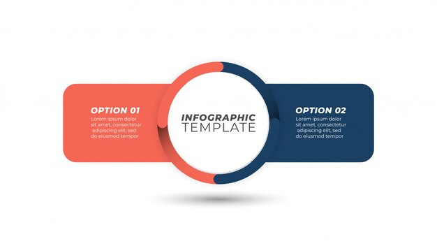 Business infographic. creative design with 2 options, circle main idea concept. template. Premium Ve