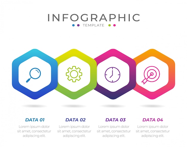 Business infographic element with 4 options, steps, number   template design Premium Vector