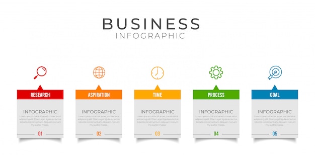 Business infographic element with options, steps Premium Vector