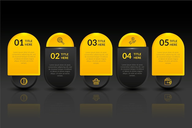 Business infographic steps in gradient Free Vector