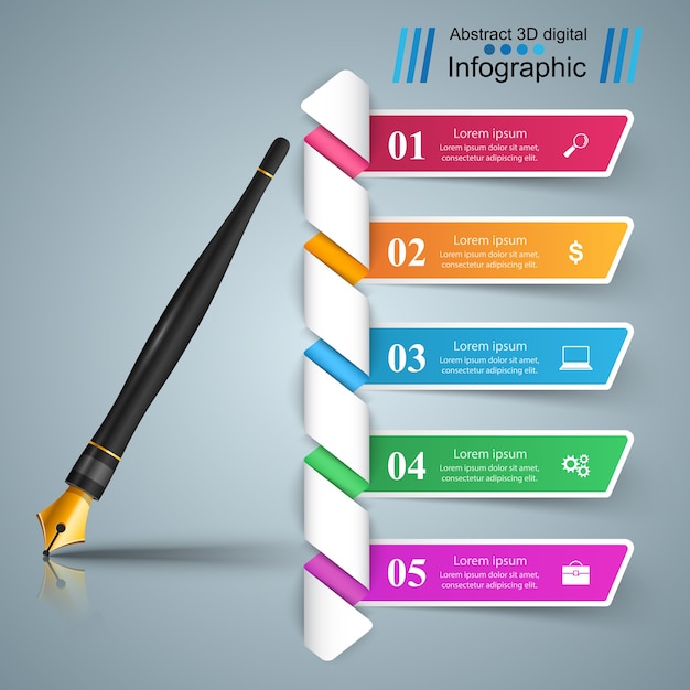 Business infographics. ink pen icon. | Premium Vector