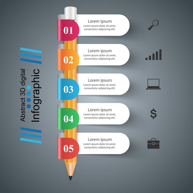 Premium Vector | Business infographics with a pencil