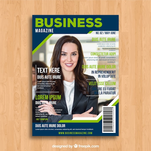 Business magazine cover template with
photo